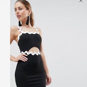 Black & white cocktail dress with cutout
